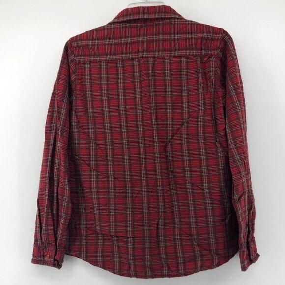 Woolrich Flannel Shirt Plaid Button Up Lightweight Textured Top Red Brown Small‎ - Picture 5 of 5
